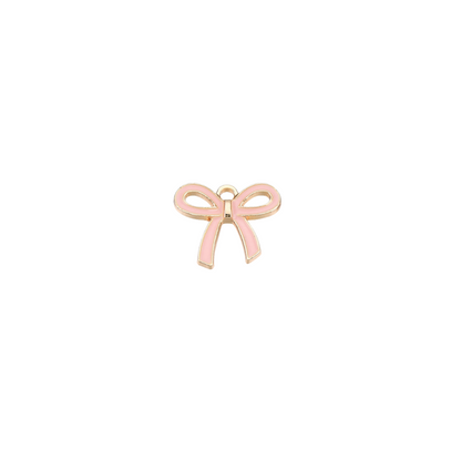 Front view of the Gold Pink Bowknot Charm