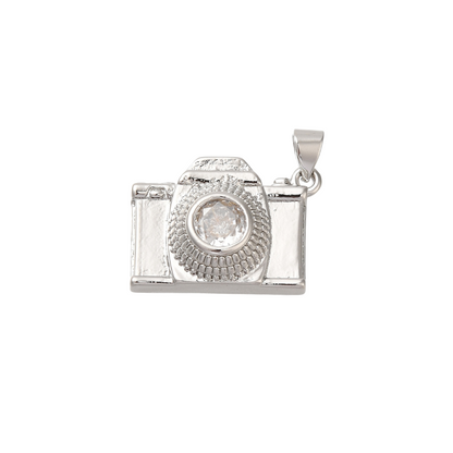 Front view of the Silver Memories Camera Charm (Large)