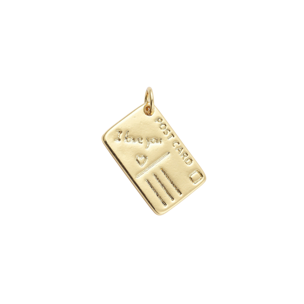 Transparent view of the Gold Post Card Charm