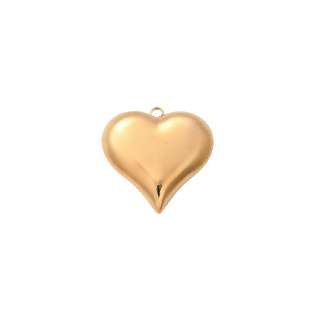Light Gold Puff Heart Charm