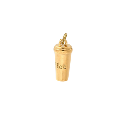 Gold Coffee Cup Charm | Waterproof Stainless Steel