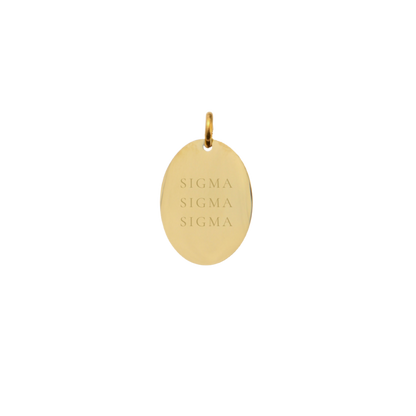 Sigma Sigma Sigma Small Gold Oval Sorority Charm - Full Sorority Name  | Waterproof, Hypoallergenic & Tarnish Resistant