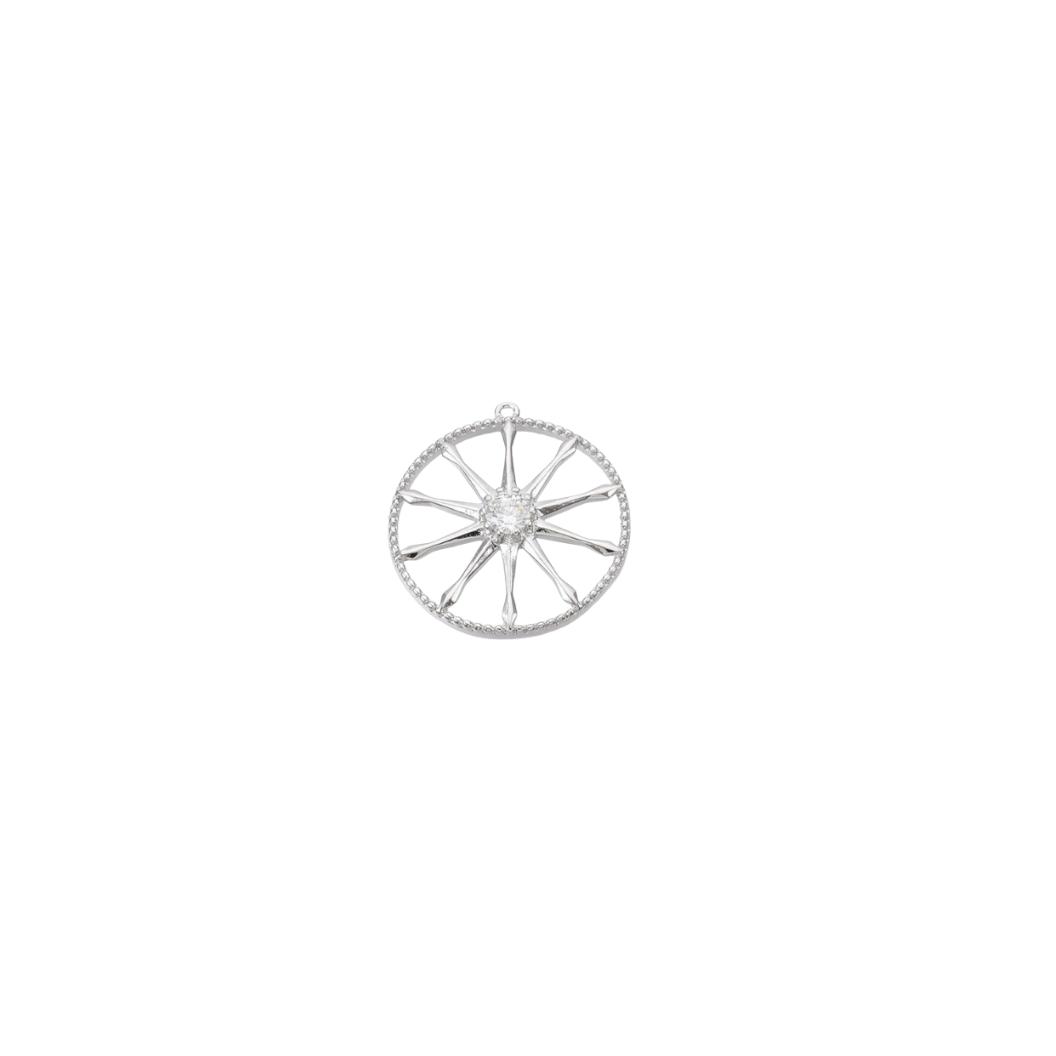 Transparent view of the Silver Stellar Flare with Cubic Zirconia Charm