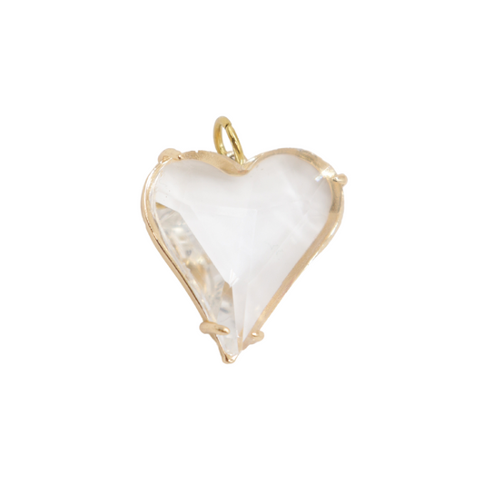 Gold Framing Glass Heart Pendant Charm