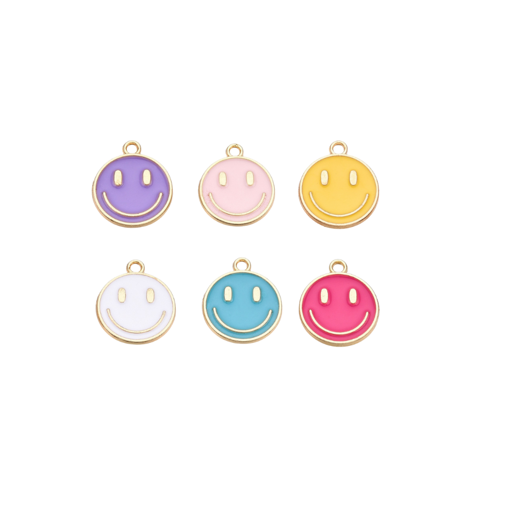 Transparent view of the Gold Large Smiley Face Charms | Assorted