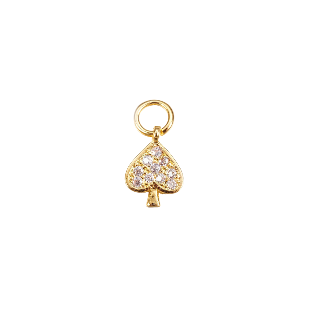 Transparent view of the Gold Shimmer Spade with Cubic Zirconia Charm