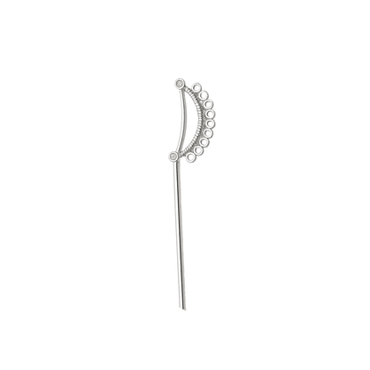 Transparent side view of the Silver Cascade Circle Hair Stick