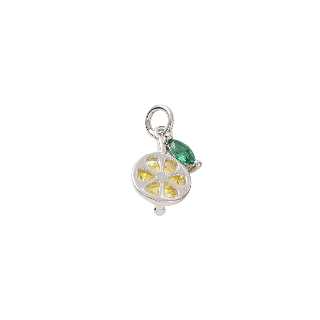 Silver Lemon with Cubic Zirconia Charm