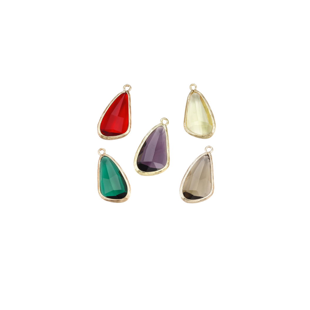 Transparent view of five Gold Faceted Prism Drop Charm