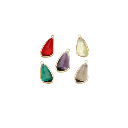 Transparent view of five Gold Faceted Prism Drop Charm