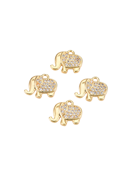 Gold Micro Pave Cubic Zirconia Elephant Charm