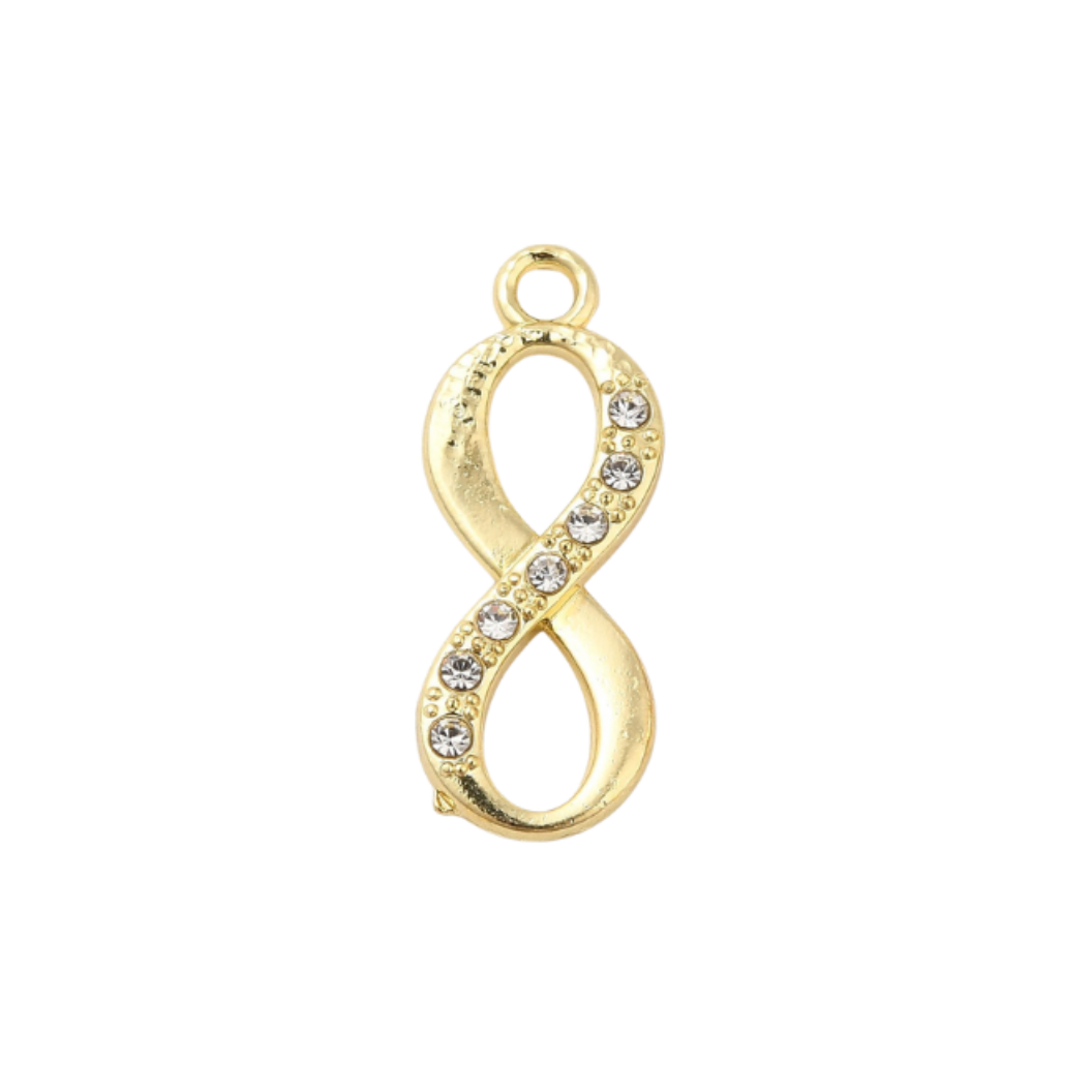Transparent view of the Gold Infinity Crystal Rhinestone Charm