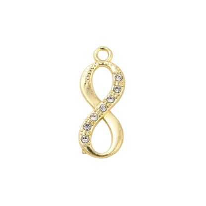 Transparent view of the Gold Infinity Crystal Rhinestone Charm