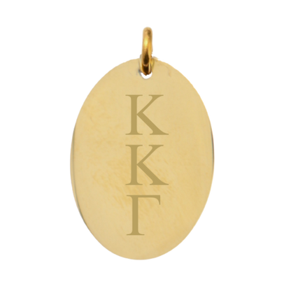 Kappa Kappa Gamma Large Gold Oval Sorority Charm - Vertical Stacked Greek Letters