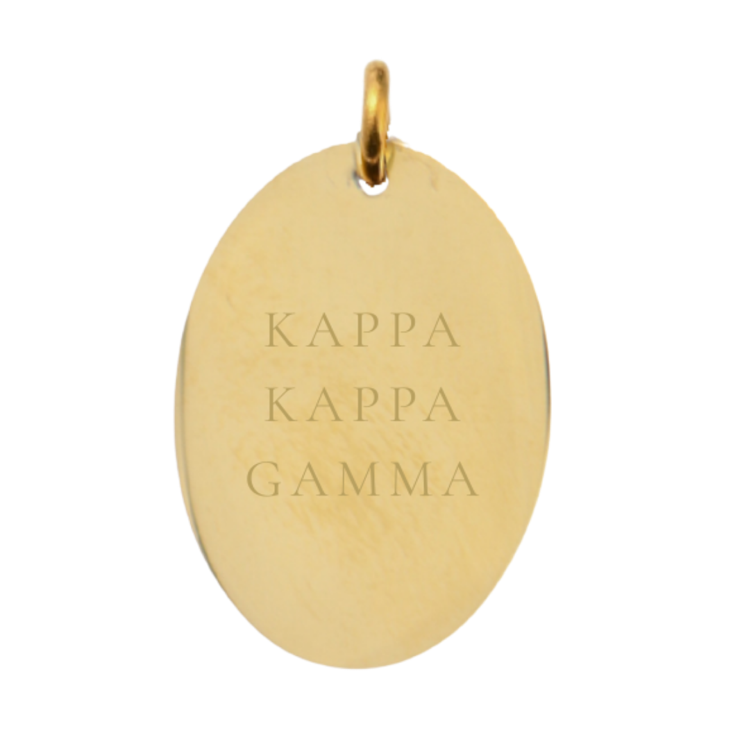 Kappa Kappa Gamma Large Gold Oval Sorority Charm - Full Sorority Name