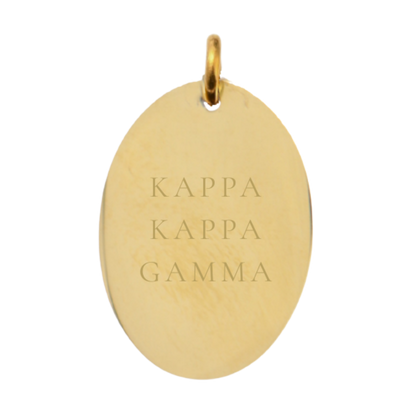 Kappa Kappa Gamma Large Gold Oval Sorority Charm - Full Sorority Name