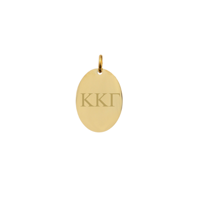 Kappa Kappa Gamma Small Gold Oval Sorority Charm - Horizontal Greek Letters