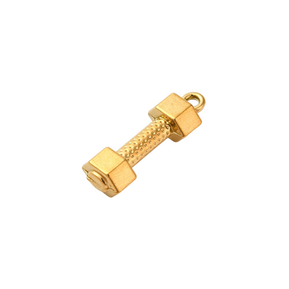 Side view of the Gold "Work it Out" Dumbbell Charm