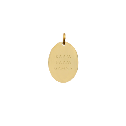 Kappa Kappa Gamma Small Gold Oval Sorority Charm - Full Sorority Name