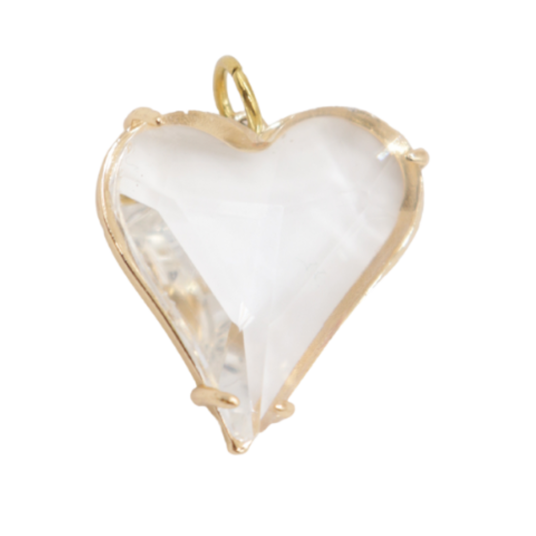 Transparent back view of the Gold Framing Glass Heart Pendant Charm