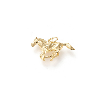Front view of the Gold Race Horse Charm