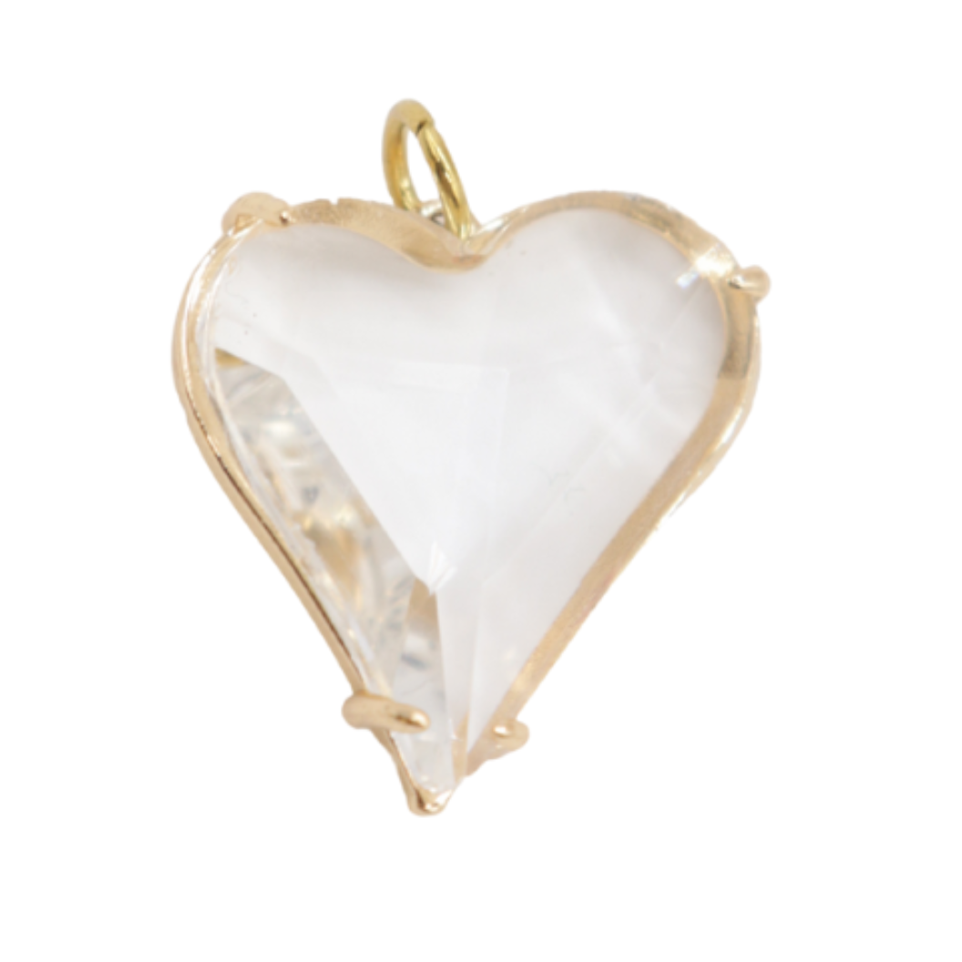 Front view of the Gold Framing Glass Heart Pendant Charm