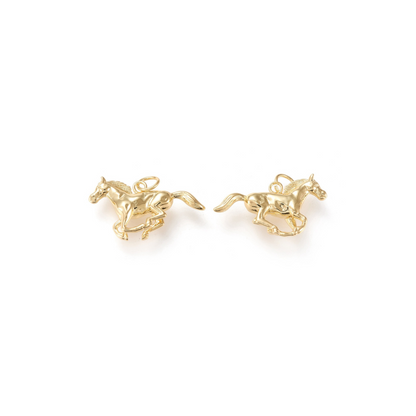 Front and back view of the Gold Race Horse Charm