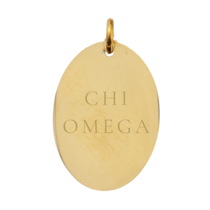 Chi Omega Large Gold Oval Sorority Charm - Full Sorority Name