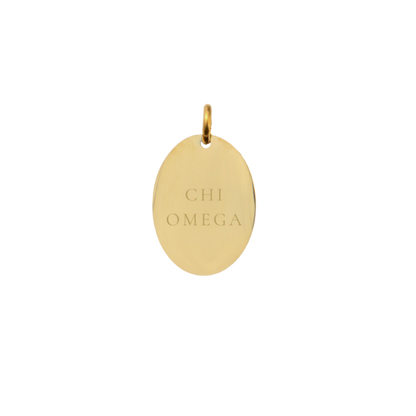 Chi Omega Small Gold Oval Charm - Full Sorority Name