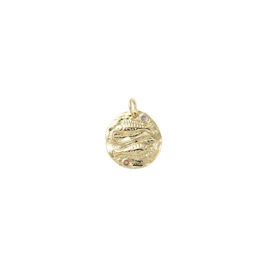 Gold Twin Fins with Colorful Cubic Zirconia Charm