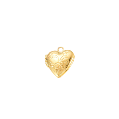 Transparent view of the Gold Vintage Heart Locket Charm
