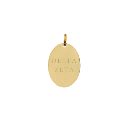 Delta Zeta Small Gold Oval Sorority Charm - Full Sorority Name