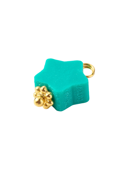 Front of the Gold Handmade Polymer Clay Star Charms | Assorted | Teal