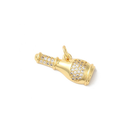 Front view of the Gold Cubic Zirconia Bubbly Bottle Charm