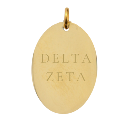 Delta Zeta Large Gold Oval Sorority Charm - Full Sorority Name