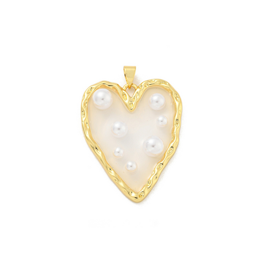 Gold Pearl Studded Heart Charm