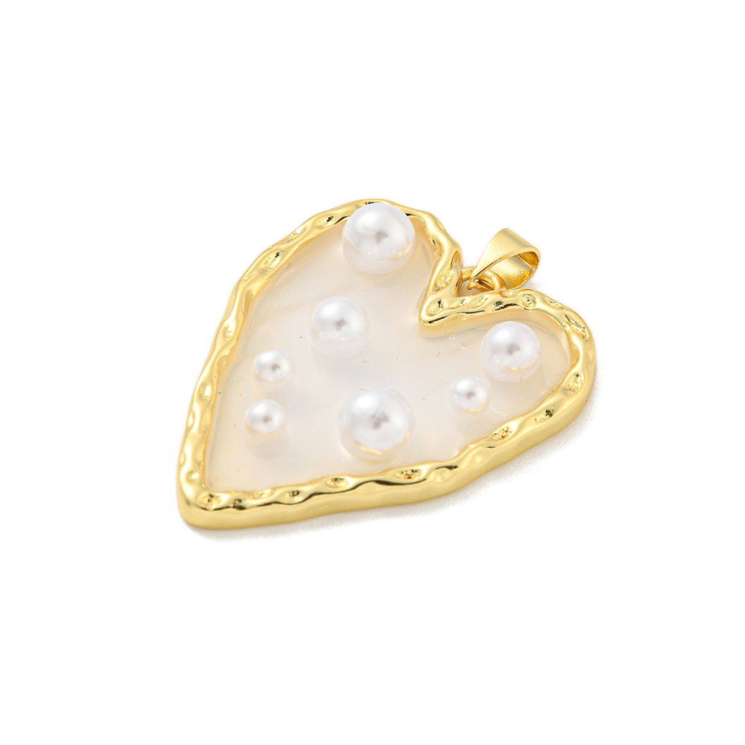 Gold Pearl Studded Heart Charm