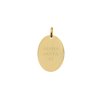 Alpha Delta Pi Gold Small Oval Charm - Full Sorority Name | Waterproof, Hypoallergenic & Tarnish Resistant