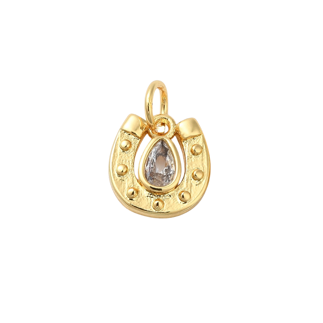 Gold Studded Horse Shoe Charm