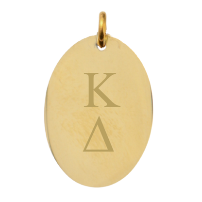 Kappa Delta Large Gold Oval Sorority Charm - Vertical Stacked Greek Letters | Waterproof, Hypoallergenic & Tarnish Resistant