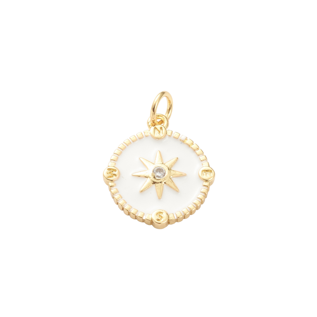Gold North Star Compass Pave' Charm