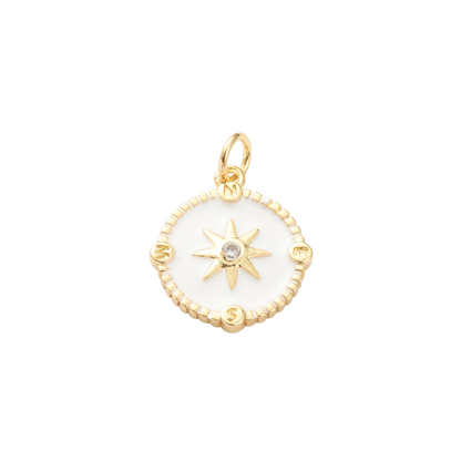 Gold North Star Compass Pave' Charm