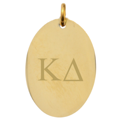 Kappa Delta Large Gold Oval Sorority Charm - Horizontal Greek Letters | Waterproof, Hypoallergenic & Tarnish Resistant