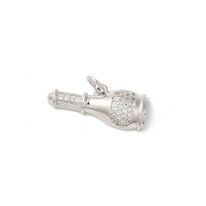 Front view of the Silver Cubic Zirconia Bubbly Bottle Charm