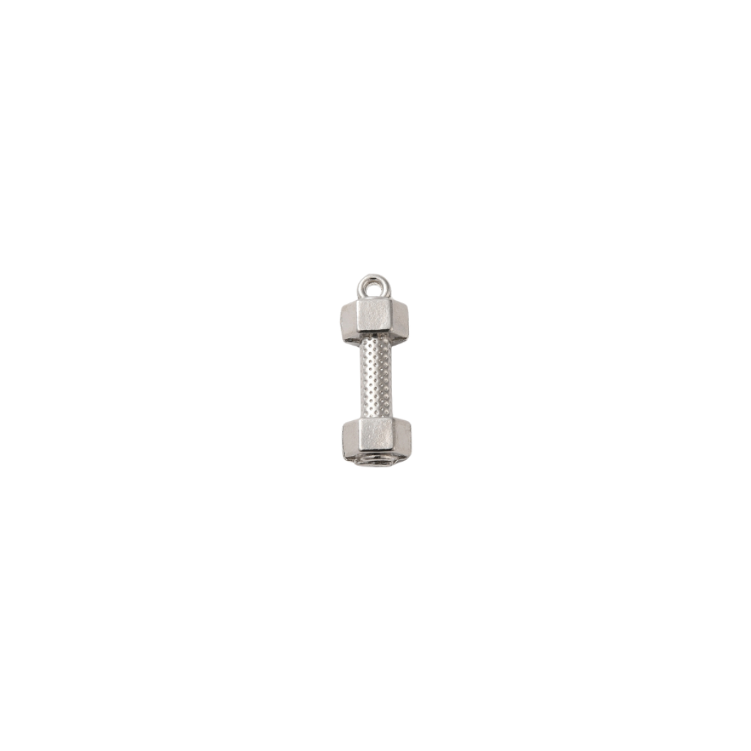Transparent view of the Silver "Work it Out" Dumbbell Charm