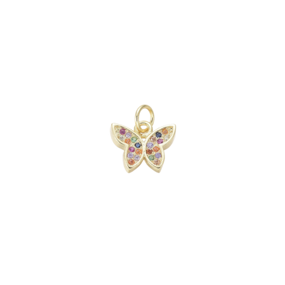 Gold Butterfly Prism with Cubic Zirconia Charm