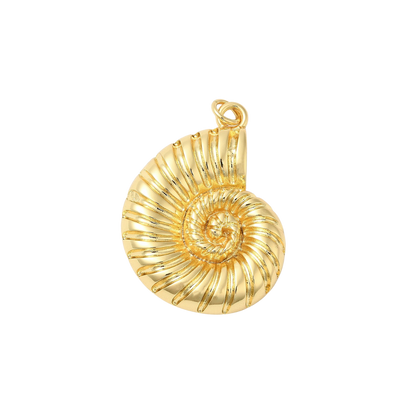Gold spiral pendant on a white background