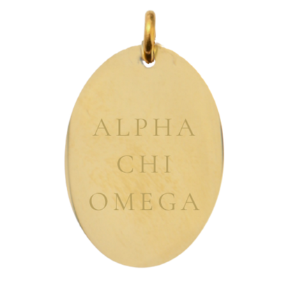 Alpha Chi Omega Large Gold Oval Charm - Full Sorority Name | Waterproof, Hypoallergenic & Tarnish Resistant
