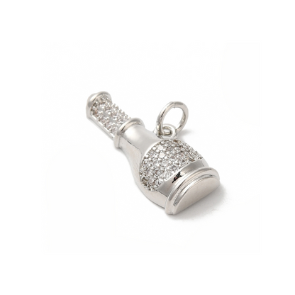 Side view of the Silver Cubic Zirconia Bubbly Bottle Charm