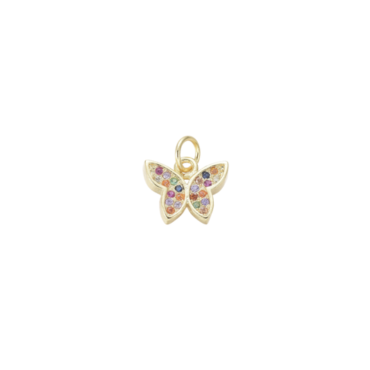 Gold Butterfly Prism with Cubic Zirconia Charm